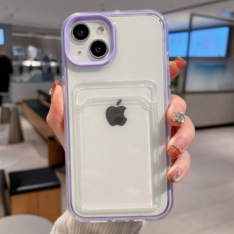 Simple Card Pocket Bag Colorful Bumper Phone Case For For Iphone 16 17 Pro Max 1 14 13 12 11 16 Plus Air Clear Back Cover