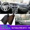 Anti-UV Suede Leather Dashmat for Volvo V40 2013 2014 2015 2016- Black/Brown Dashboard Cover Sun Shade Carpet Non-slip Pad