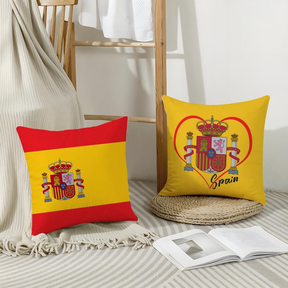 Spain Esp Flag Cushion Cover Eco-Friendly Odorless Healthy Pillowcase Soft & Comfortable Kid-Safe No Filling