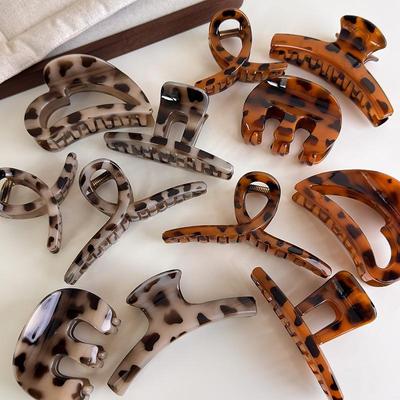 Haarspangen im französischen Stil für Frauen Retro Leopardenmuster Haarspange Haarnadeln Elegante Haarklammer Barrettes Krabbenklemme Kopfschmuck