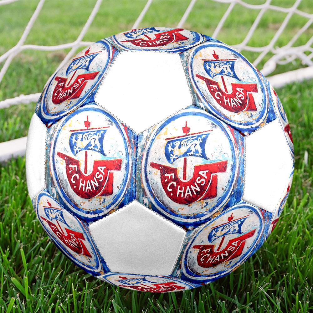 FC Hansa Rostock Größe 5 Fußball, Maschinengenähtes PVC, Langlebig & Hoher Rückprall, Für Alle Altersgruppen Geeignet, Fanartikel, Spiele & Außenbereich.