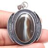 Pendant Gray Botswana Agate Gemstone Valentine'Day Gift Silver Jewelry 2.5"