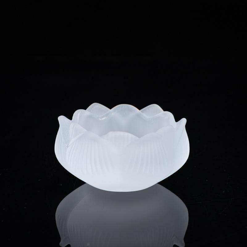 7.7cm Crystal Butter Lamp Handmade Lotus Incense Burner Household Buddha Zen Candle Holders Glass Cone Censer