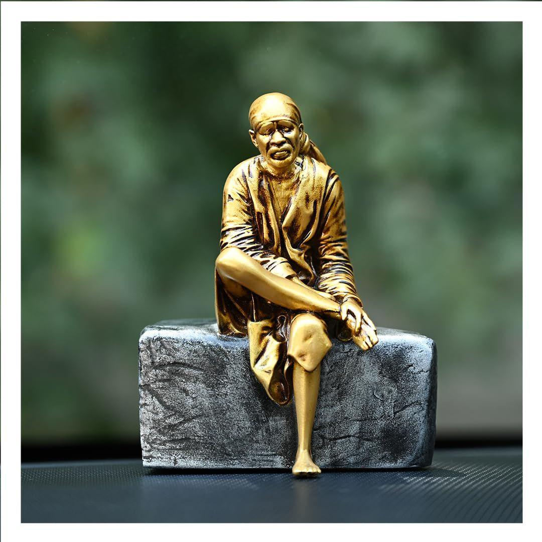 

Идол Саибабы Статуя Саи Бабы из Ширди Идол Саи Бабы Мурти Религиозный идол Бога для приборной панели автомобиля и домашняя декоративная статуэтка Сувенир