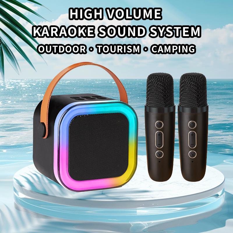 K12 Bluetooth 5.3 Portable Karaoke Speaker & Wireless Microphone for KTV and Family Singing Sessions