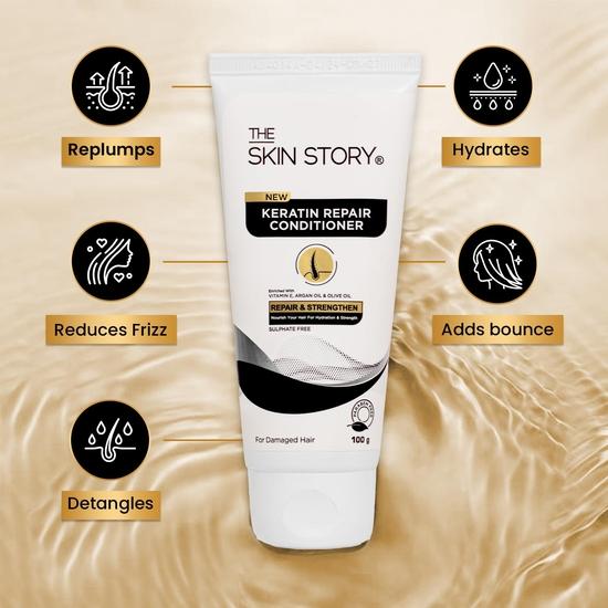 The Skin Story Après-shampoing pour Cheveux Traités & Colorés | Répare les Pointes Fourchues & les Cheveux Abîmés | Brillance Longue Durée | Après-shampoing pour Femmes & Hommes | 100g
