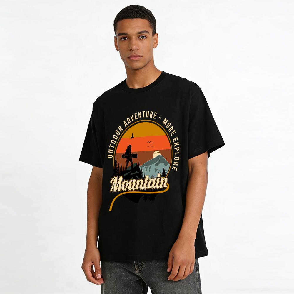 Vintage Outdoor Adventure Snowboard Mountain Graphic Casual Tee Pure cotton T-shirt