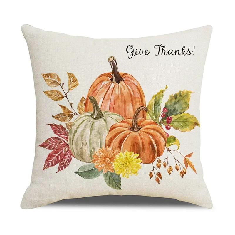 45X45cm Happy Thanksgiving Cushion Cover Fall Home Pumpkin Decorative Throw Pillows Sofa Cushions Maple Leaf Pillowcase 2023 New
