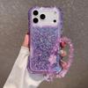 2-in-1 Four-corner Airbag Glitter Resin Bracelet Case For iPhone 17 Pro Max 17 Air 16e 16 Pro 15 Pro 14 + 13 12 11 Protect Cover