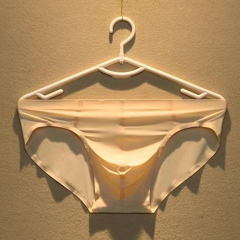 1PC Men's Underwear Ice Silk Seamless Sexy Briefs Pants Solid Color Youth Lightweight Shorts Summer