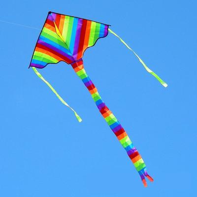 High Quality Colorful Rainbow Kite Long Tail Nylon Outdoor Kites Flying Toys for Children Kids Kite Surf Gifts