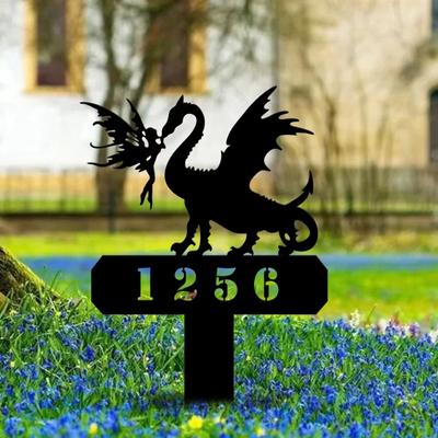 Metal Dragon Garden Stake Fairy Yard Art Outdoor Decor