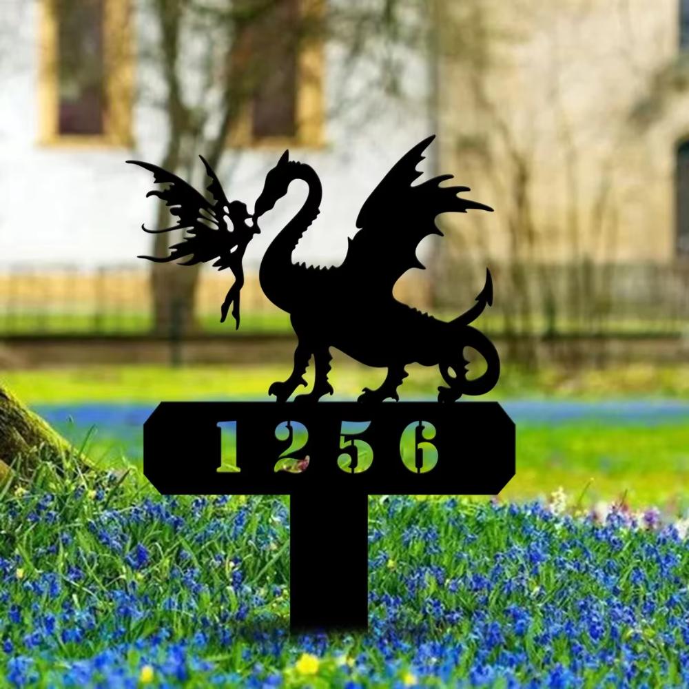 Metal Dragon Garden Stake Fairy Yard Art Outdoor Decor