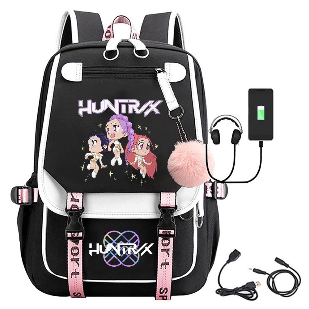 K-pop Demon Hunter Girl Group Backpack with Pompom - School and Campus Edition