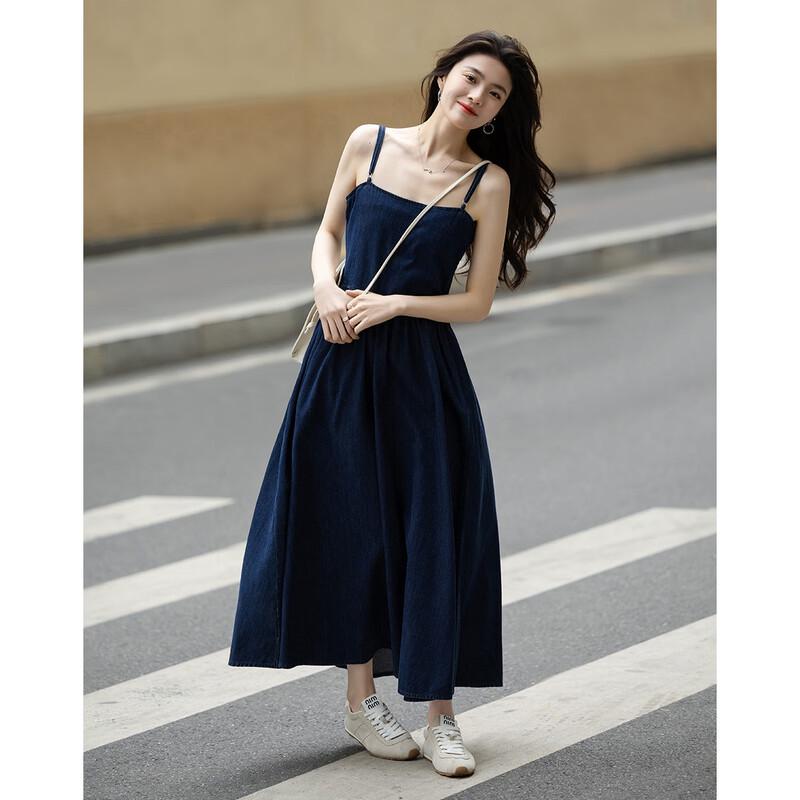 Demana Vintage Denim A-Line Adjustable Strap Dress