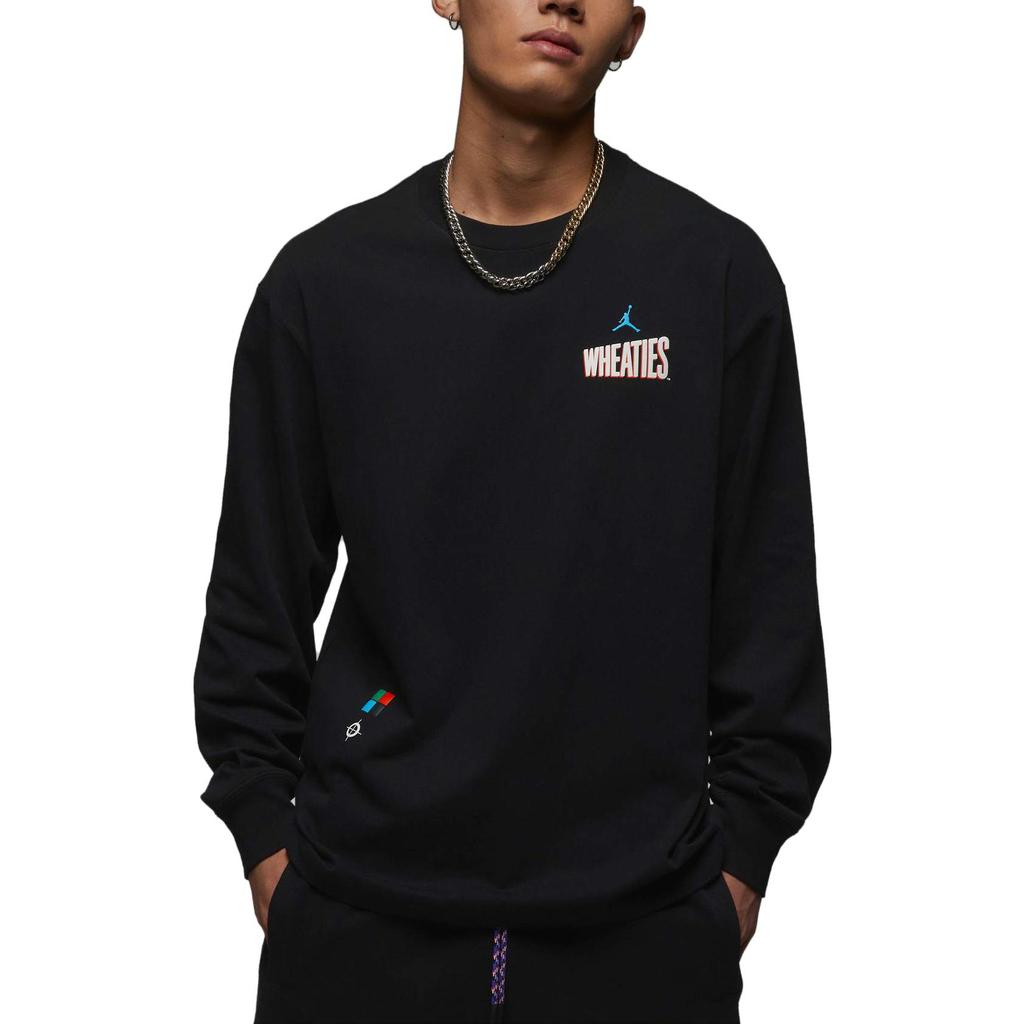 Jordan Alphabet Brand Logo Print Long-Sleeve T-Shirt Men Tops Black DV8429-010