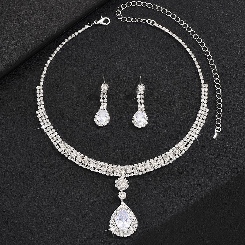 1Set  Bridal Jewelry Sets For Women Simple Earring Necklace Set Exquisite  Necklaces Earrings Set Gifts