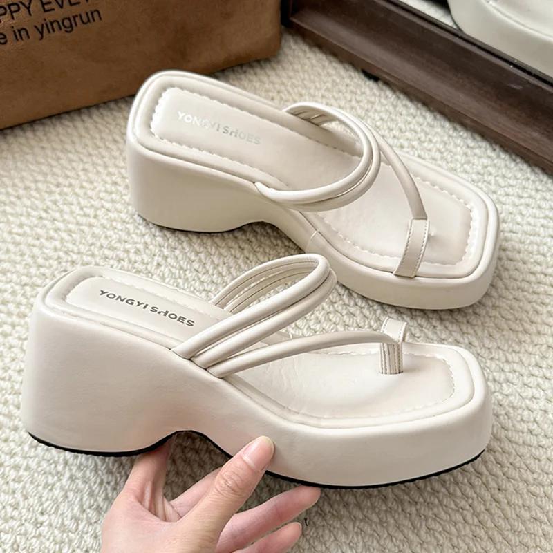 Fashion Leopard High Heels Women Slippers Platform Fashion Shoes Clip Toe Woman Sandals 2025 Summer Trend Designer Dress Mujer Zapatos