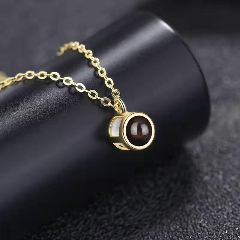 Multilingual 'I Love You' Nano Projection Necklace with Customizable Photo