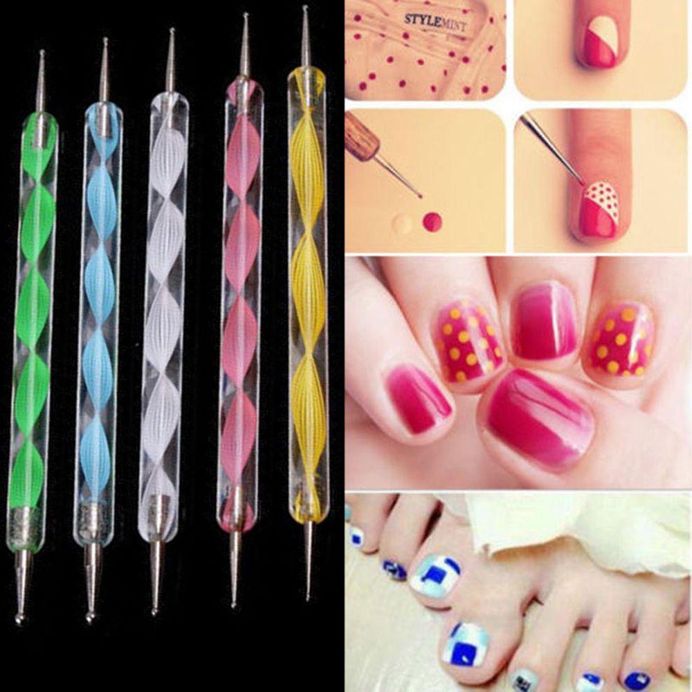 

5PCS Beauty 2 Way Professional Marbleizing Manicure Tools Nail Art Dotting Pen Painting