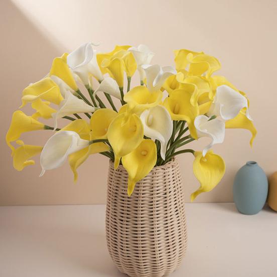 6Pcs Artificial Common Callalily Realistic Fake Flower Branch Home Office Wedding Party Indoor Outdoor Faux Bloom Plants Decoration