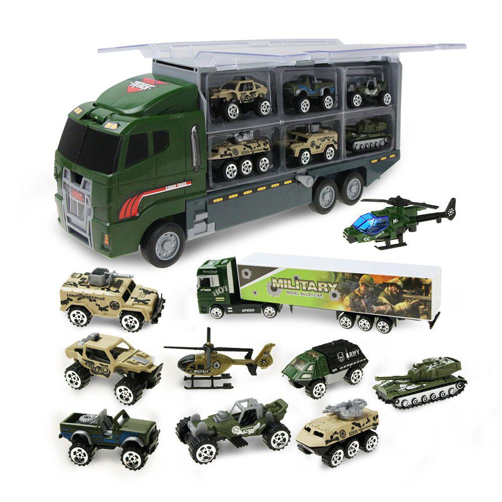 12-Piece Engineering Transport Vehicle Set with Opening Doors and Inertia Action - Children's Toy