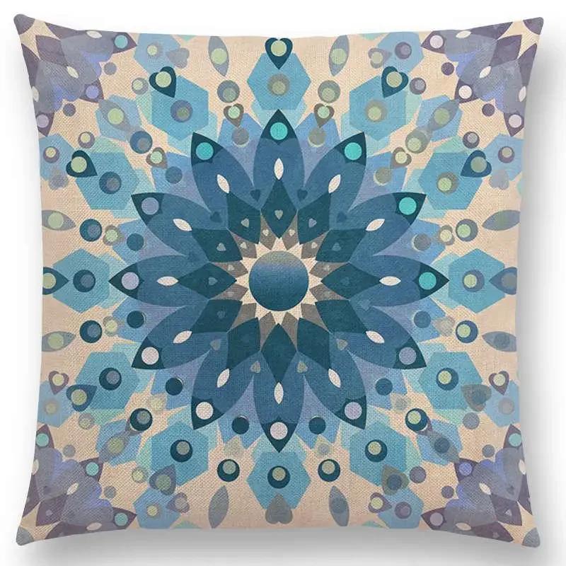 New Fantastic Snowflake Flowers Gorgeous Floral Doodle Colourful Decorative Pattern Mandalas Cushion Cover Sofa Pillow Case