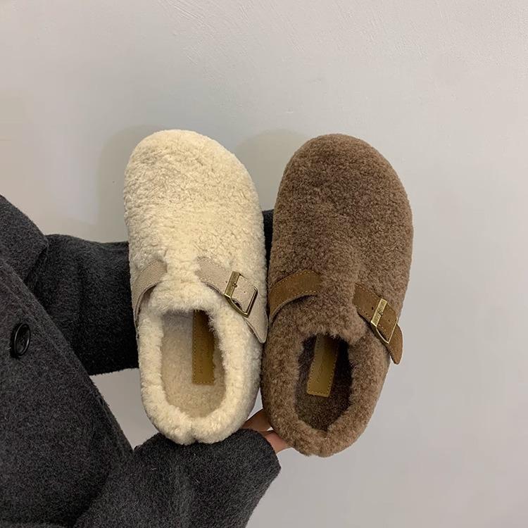 Women's Large Size Faux Lamb Suede Soft Sole Winter Warm Fur Beanies Padded Lined Ankle Boots Non-Slip Hiking Sports Cotton Boots