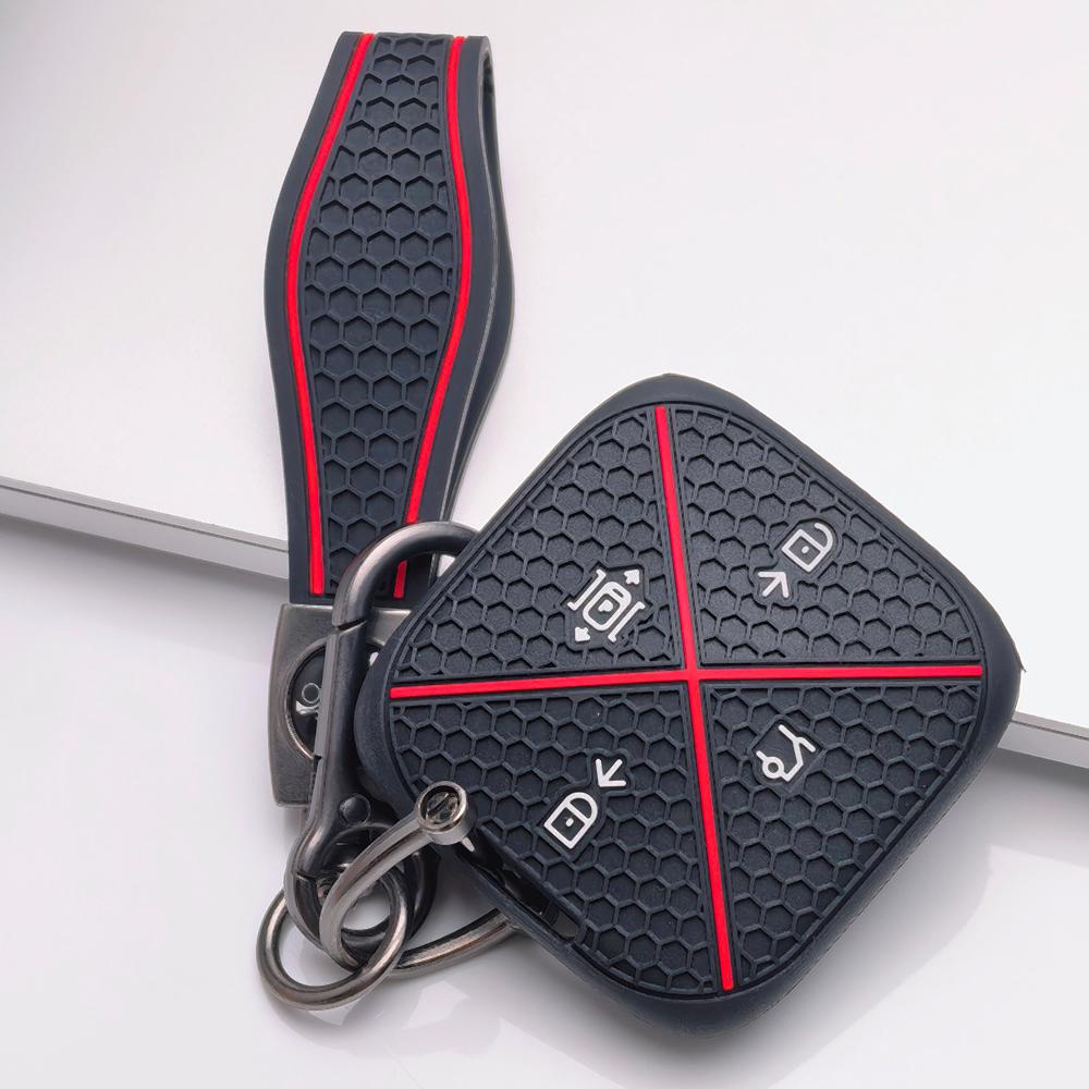 Soft Silicone Remote Key Case for Zeekr Zeekr 001 Zeekr 009 Zeekr X Zeekr 007 with Keychain Honeycomb Texture Anti Scratch Key Shell Accessory