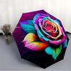 1pc Rainbow Rose Print Automatic Folding Umbrella - Portable Collapsible Design, 8-Rib Iron Frame, Durable Fabric yy251125112