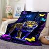 1pc Neon Jaguar Print Blanket - Lightweight Flannel Fleece with Digital Printing, Soft Warm for Sofa, Travel, Camping, Office Yy251018265