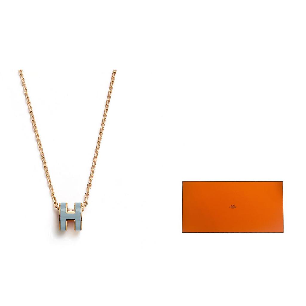 Hermes Mini Pop H Brand Logo Gold Plated Metal Necklace Women Necklace H147992F 05