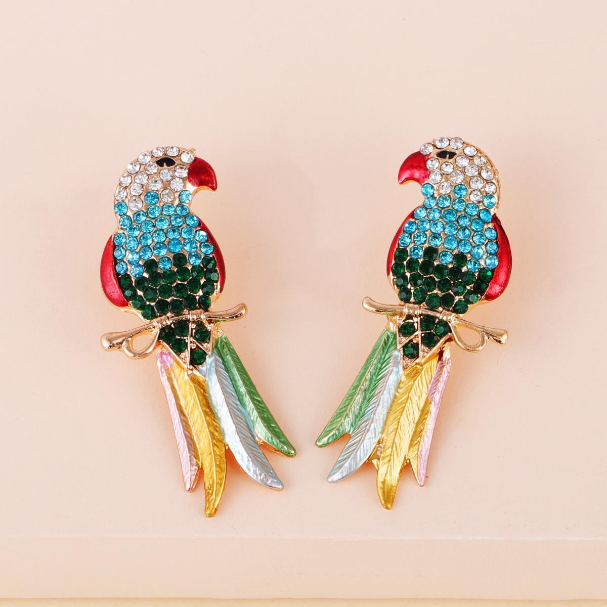 

Серьги-гвоздики со стразами и птицами разноцветный