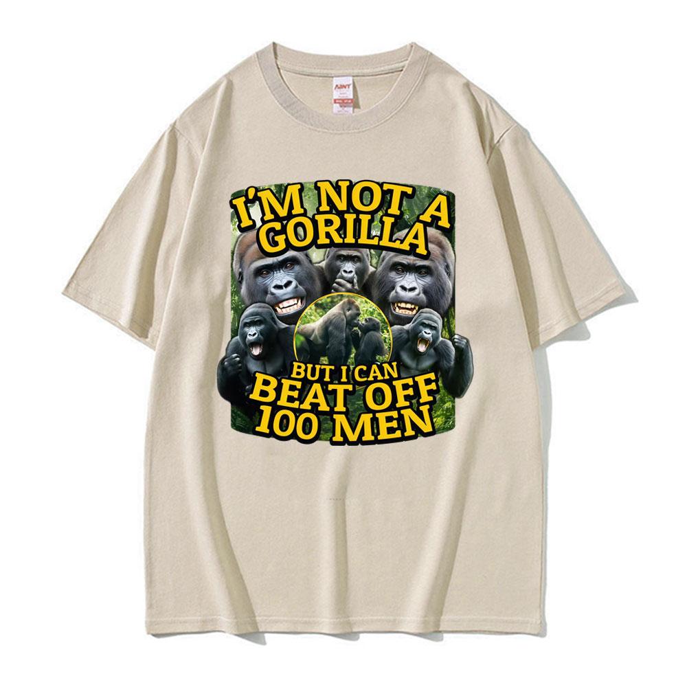 Funny Gorilla Vs 100 Men Meme Graphic T Shirts Men's Women Vintage Fashion Summer T-shirts Casual Summer High Quality T Shirt