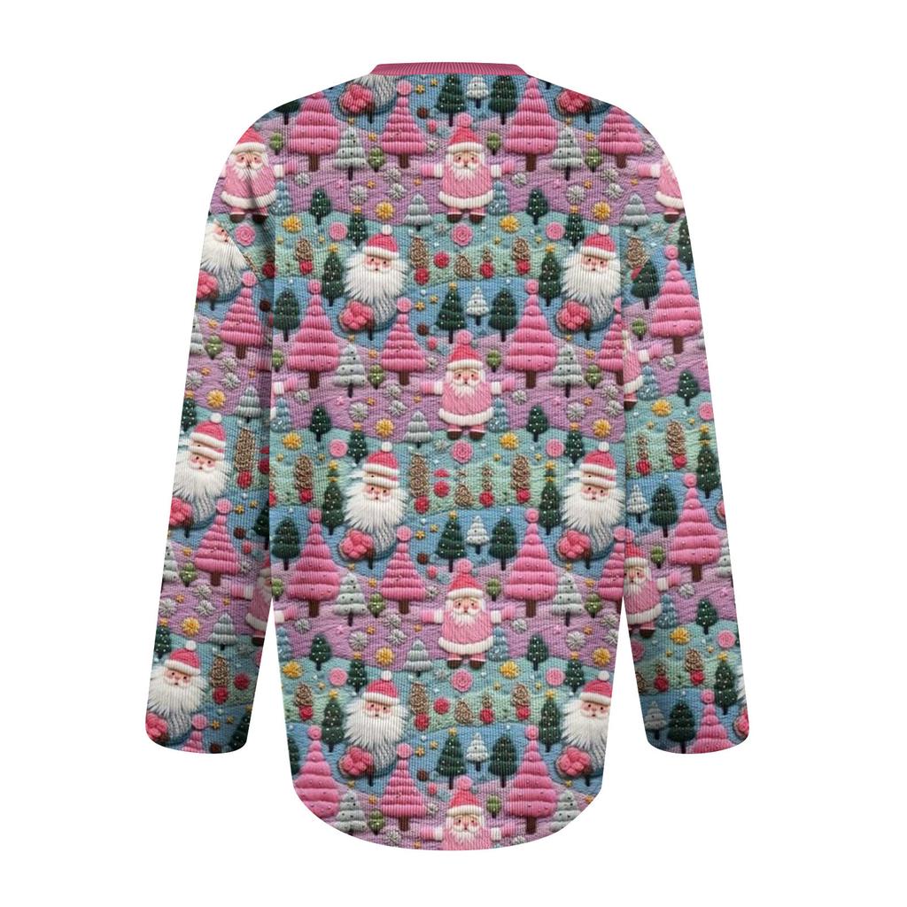 Damenmode Langarm Weihnachten Schneemann Schneeflocke Druck Jacke Strickjacke