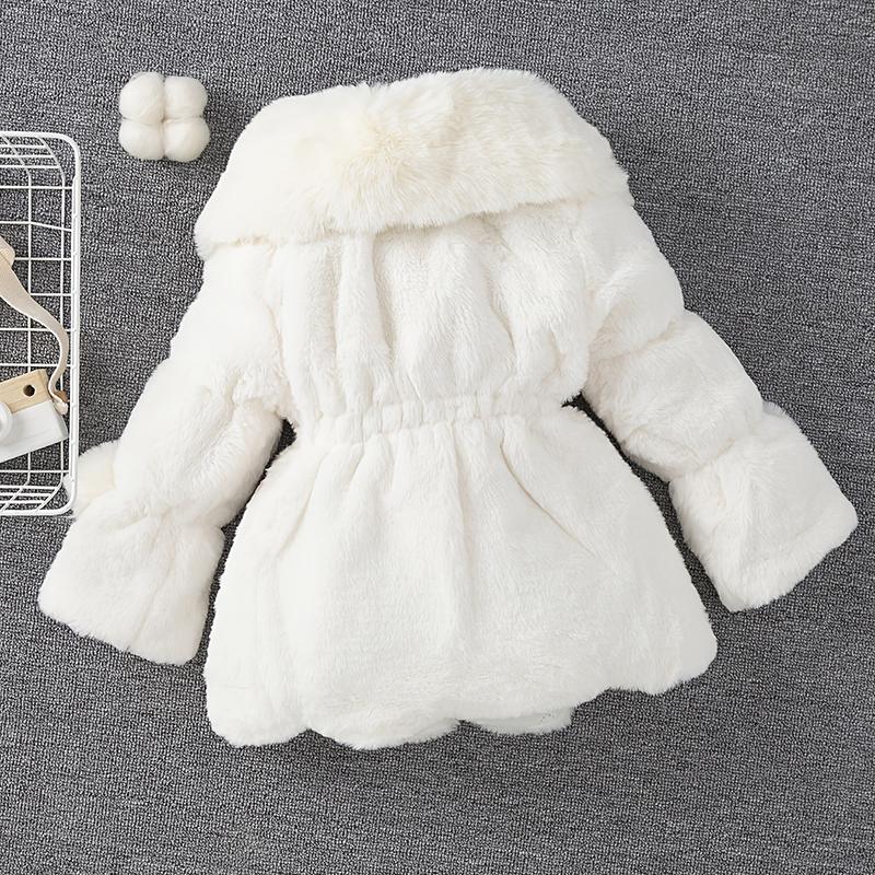 Children's Girls Autumn Winter Woolen Sweater Children's Collar Fur Ball Thick Jacket