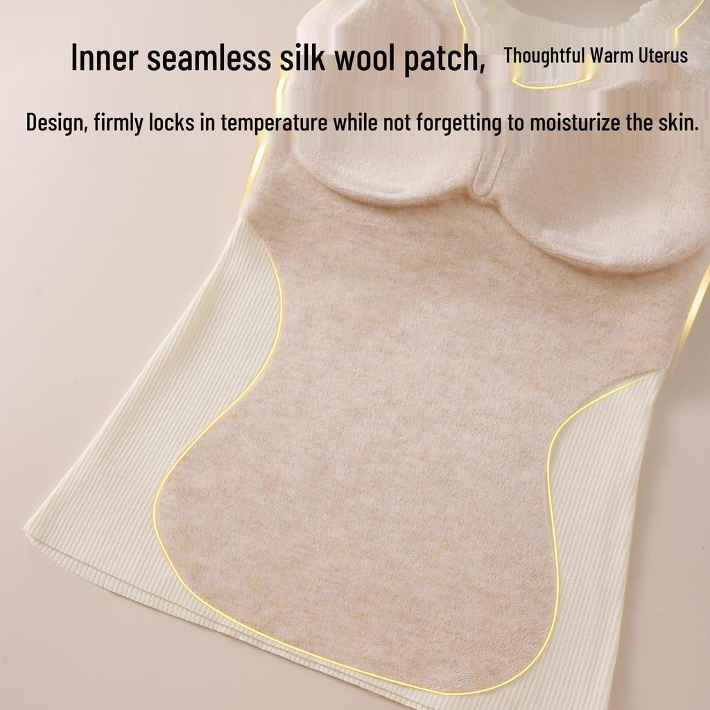 Women's Cashmere Silk Warm Vest Set with Chest Pads - Slim Fit
