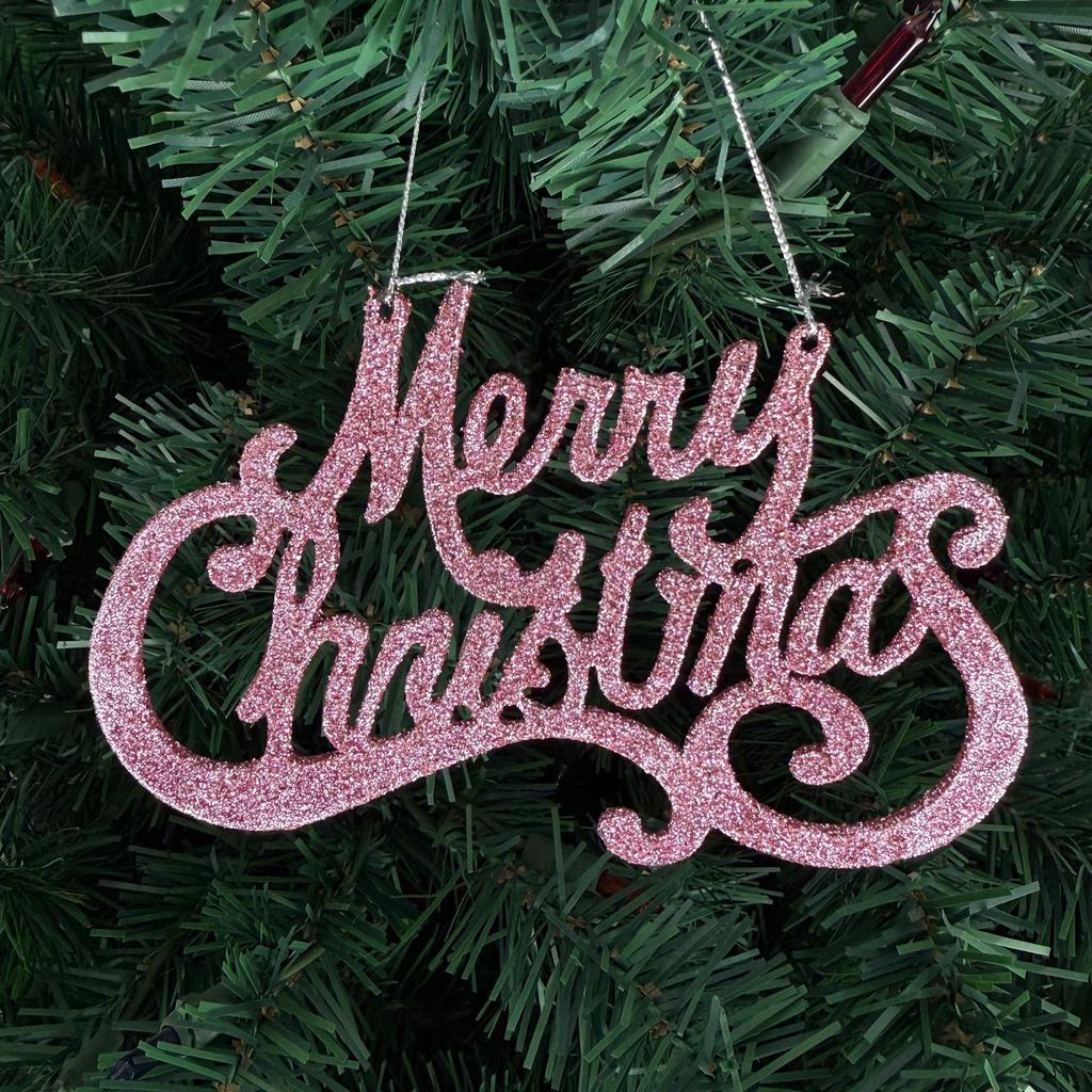 Gold Glitter Merry Christmas Letter Pendant Ornament for Tree Decoration