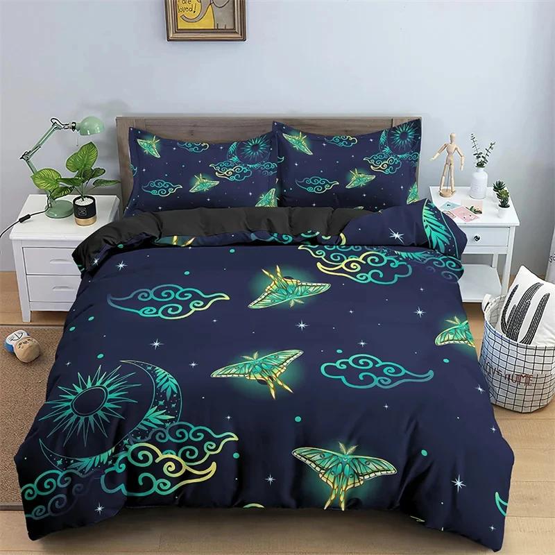 

Comforter Butterfly Bedding Set Full King Size Hippie Boho Moth Microfiber Animal Botanical Psychedelic Starry Sky Comforter (quilt)-EU Single(135*200cm)3pcs