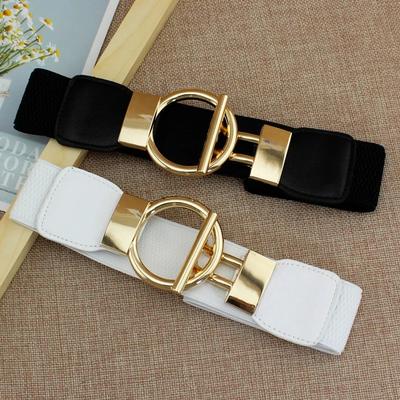 Fashion Dress Waist Belt For Women Simple Waist Elastic Ladies Band Round Buckle Decoration Coat Sweater Party Waist Belt