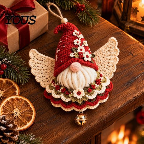 Easy Crochet Projects for Holidays Christmas Angel DIY Kit, Make Hanging Ornament, Festive Beginner Starter Kit Craft Adults Teens, Handmade