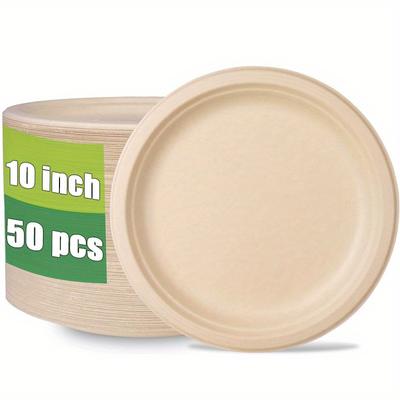 50pcs Disposable 10 Inch Paper Plate Biodegradable Paper Plate, BBQ Birthday Cake Plate Thickened Dinner Plate, Suitable for Party Disposable Bowl