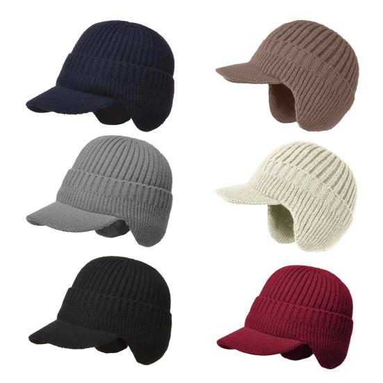 Women Men Winter Hat Solid Color Ear Protection Keep Warm Thicken Elastic Cold-proof Soft Unisex Thick Anti-slip Hat for Adult