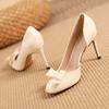 Fashion Nude Patent Leather Butterfly Knot Brand Pumps Women Fashion Round Toe Shallow Thin Heel Designer Shoes Elegant Party Dress Shoe