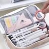 Large Capacity Ins Stationery Bag Pink Blue Grey Pencil Pouch  School Office