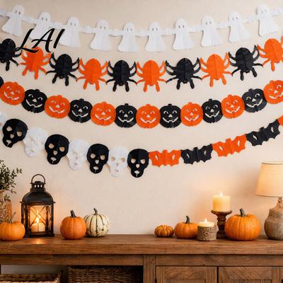 Przyciągająca wzrok Dekoracja Halloween 5 Sztuk Baner 10 Stóp Upiorny Pająk Nietoperz Czaszka Duch Trwały Baner Imprezowy Dynia Wisząca Girlanda na Ścianę Imprezową,