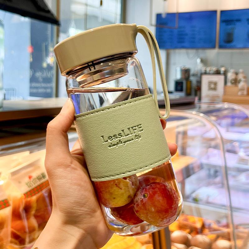 Glass Water Cup Summer Good-looking Men's and Women's Office Simple and Portable Student Tea Infuser Anti-Scald with Tea Cup