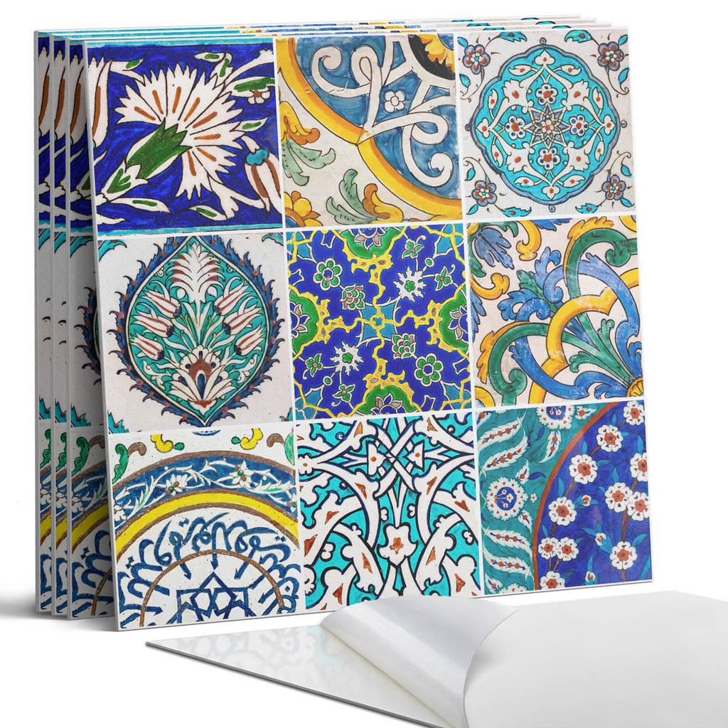 Zestaw Kafelków Winylowych Z Motywem Do Kuchni Salonu Wzory Ceramiczne W Mozaice 4X50X50 Cm