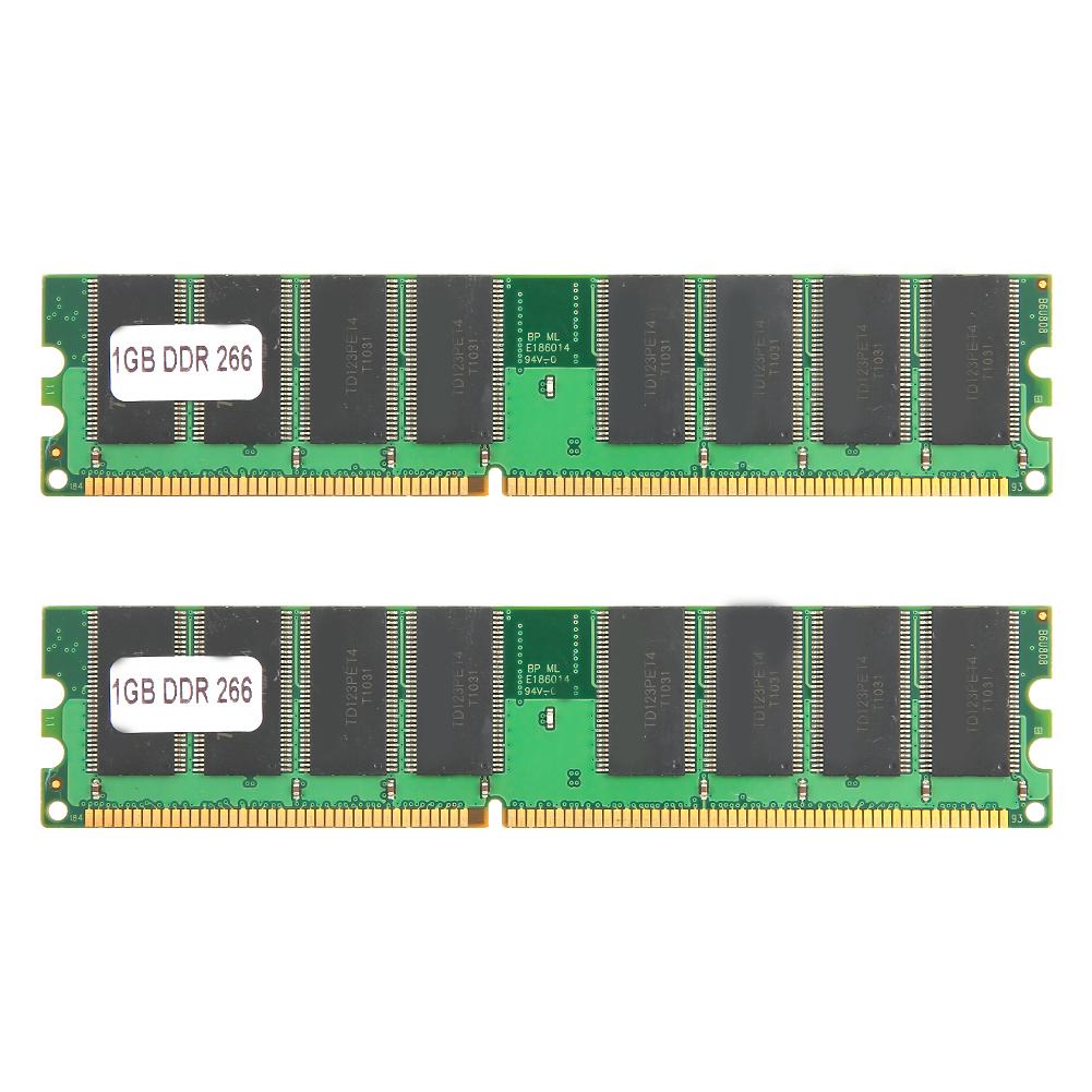 2Pcs Memory Module Desktop Full Compatible DoubleSided 16Grain DDR 1GB 226Mhz PC2100