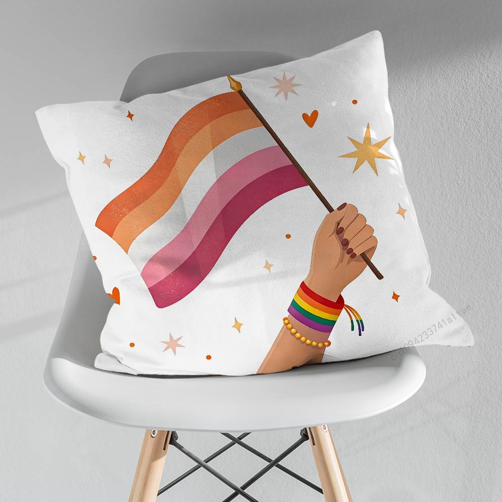 Pride Lesbian LGBT Rainbow Pillowcase for Sofa Room Office Decor Printing  Merchandise AllMatch Cushion Cover